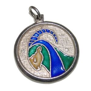 925 Vintage Estate Sterling Silver Charm Pendant Capricorn Zodiac Blue Enamel